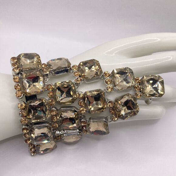 Chocolate Rhinestone Boho Indie Slave Bracelet Ring - Picture 1 of 5